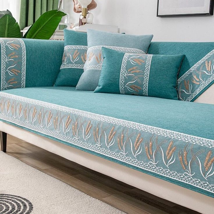 Nigikala Linen Fabric Sofa Cushion Sofa Cover Sofa Towel Couch Cover Seat Cover for Living Room Corner Sofa Towel 08-110x110cm 1pcs