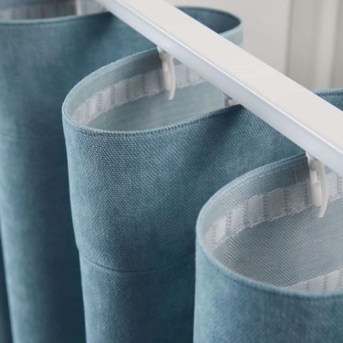 shreebalajistudio Ripple Fold Custom Curtains Blue Custom Curtains